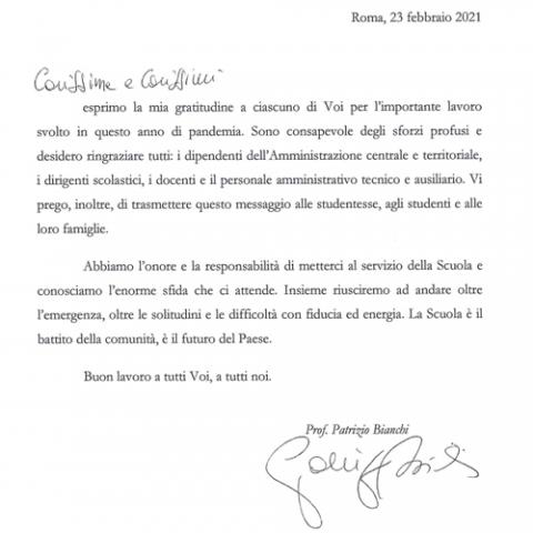 lettera ministro Bianchi